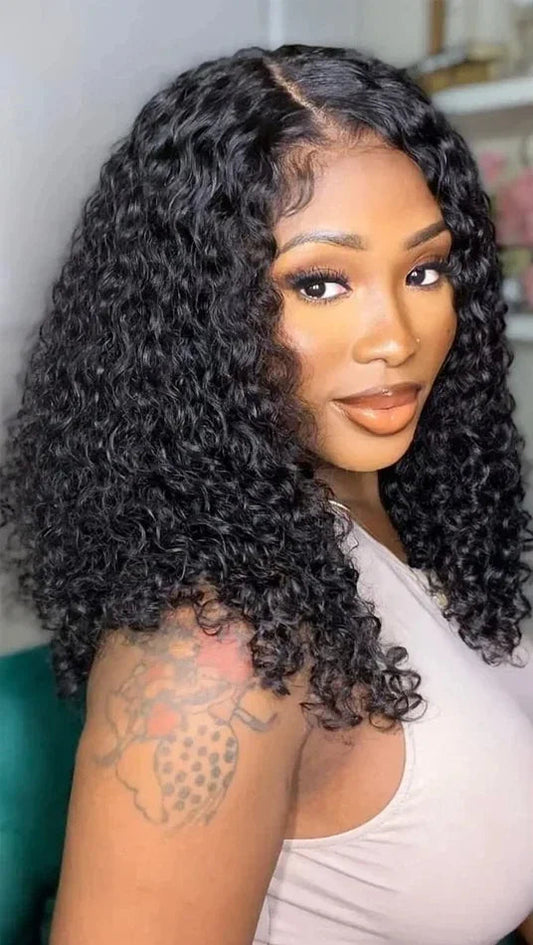 Short Deep Wave Lace Front Wig – 100% Vietnamese Hair, Transparent Swiss Lace
