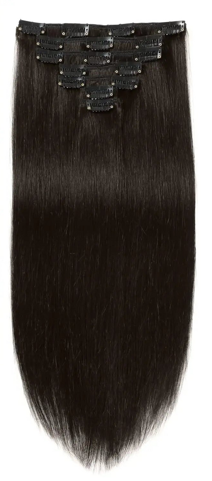 Premium Straight Human Hair Extensions - 8pcs Set, Dye & Perm Ready, Pure Color