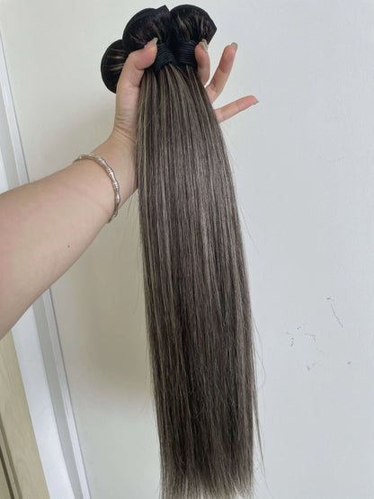 Premium 30-Inch Silver/Gray Straight Human Hair Weave Bundles – Full Cuticle Aligned, Dyeable, Restylable