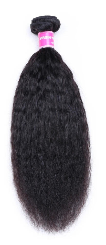 Kinky Straight Human Hair Bundles – 100% Natural, Machine Double Weft, Can Be Permed and Styled