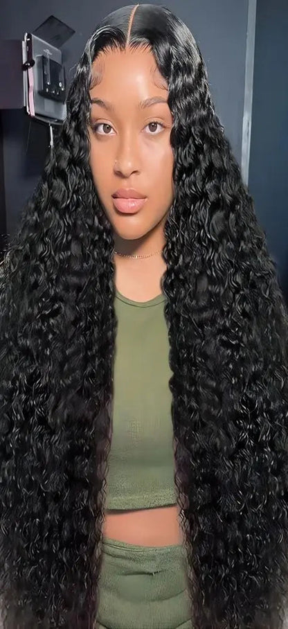 26+ Inch Deep Wave Hair Lace Front Wig – Transparent Swiss Lace, Dye-Friendly, Natural Glam
