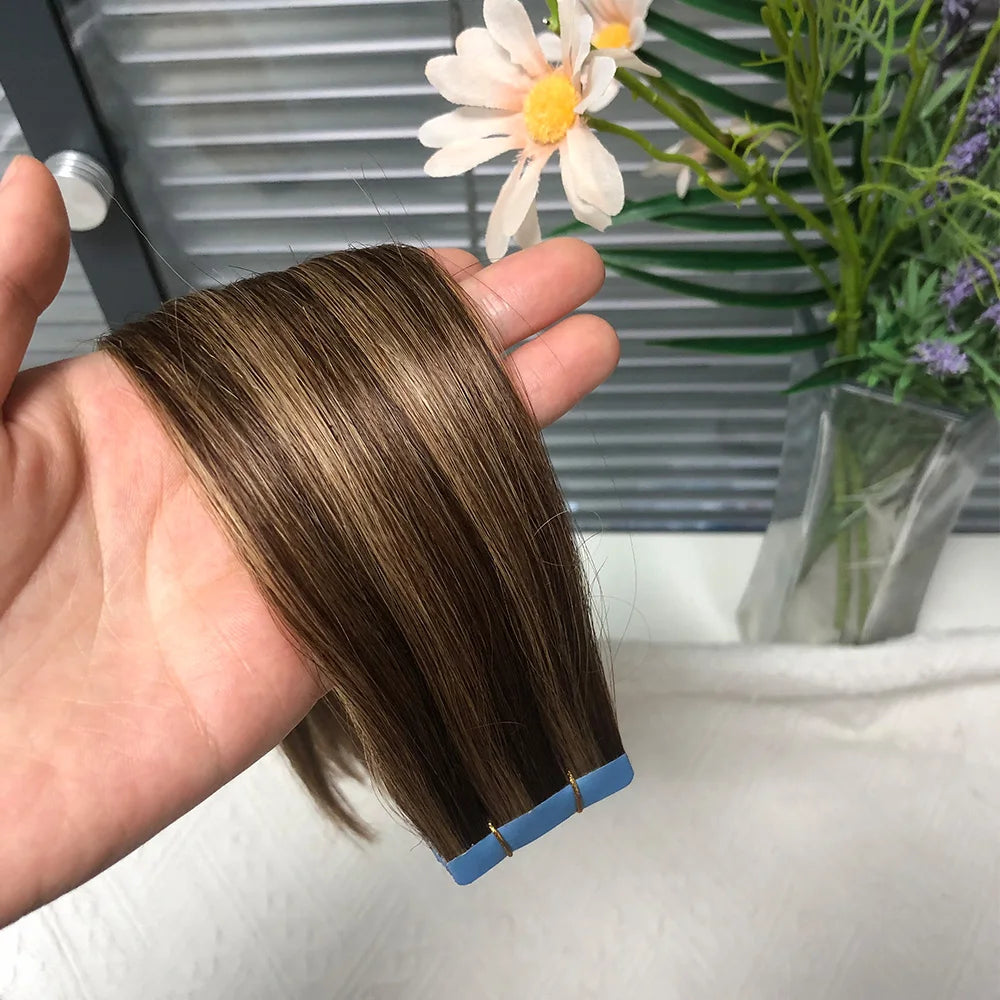 Premium Straight Waterproof Tape-In Hair Extensions – 100% Human Hair for Volume & Length