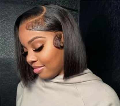 Straight Bob Wig 100% Human Hair – 13x4 Transparent Lace Frontal, 200% Density, Natural Color, Long-Lasting Wear