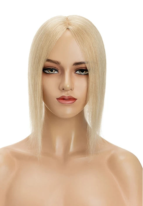 Silk Base Human Hair Toppers for Women – 100% Real Hair, Straight, Natural Volume