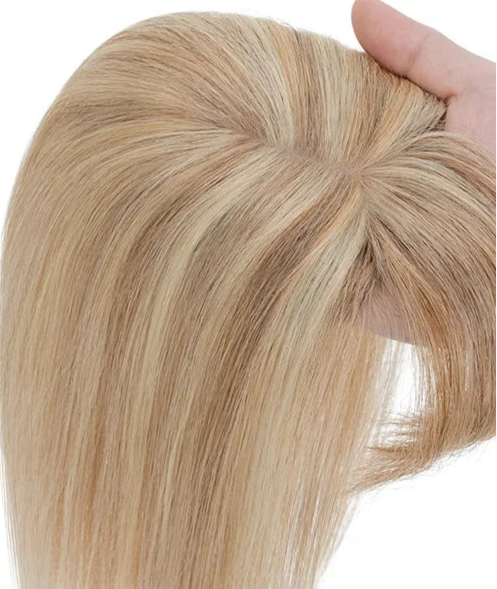 100% Real Human Hair Topper with Bangs – Natural Look, Tangle-Free, Multiple Colors & Sizes