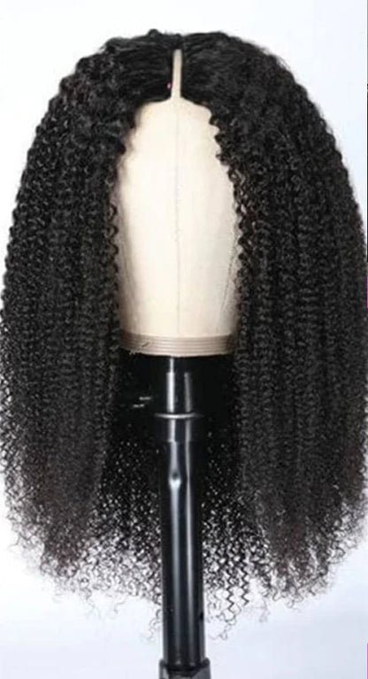 V/U Part Jerry Curl Human Hair Wig – No Glue, Natural Hairline, Pre-Plucked with Baby Hair