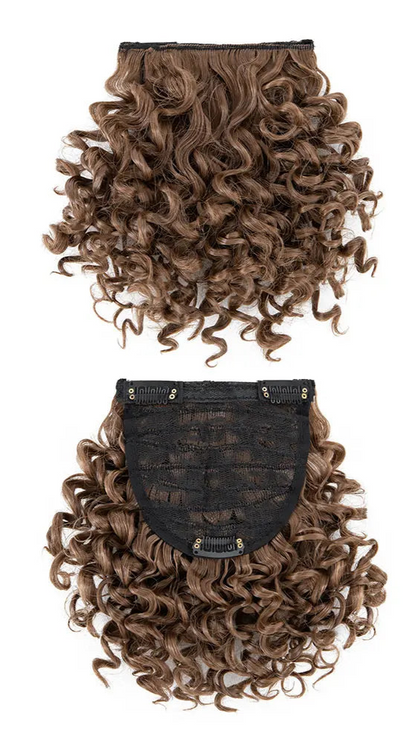 Natural-Looking Afro Clip-In Blunt Bangs – High-Temperature Synthetic Fiber, 6-8 Inch