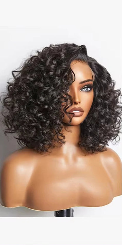 Short Deep Wave Hair Wig – 4-16 Inches, Transparent Lace, Natural Look