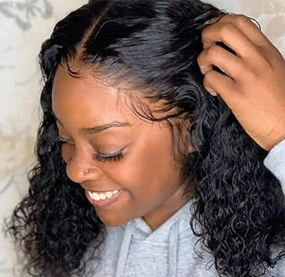 Short Deep Wave Lace Front Wig – Hair, Transparent Lace, 100% Human Hair