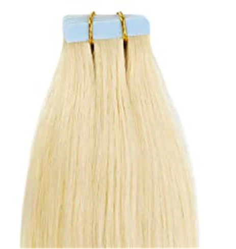 Premium 100% Human Hair Tape-In Extensions | 20 Pcs/Lot, Straight Texture, Reusable Blue Tape, Salon Quality