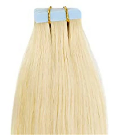 Premium 100% Human Hair Tape-In Extensions | 20 Pcs/Lot, Straight Texture, Reusable Blue Tape, Salon Quality