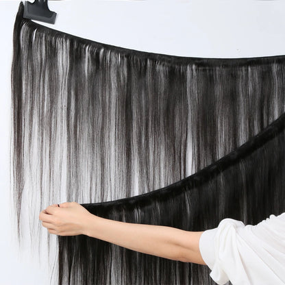 Premium Straight Human Hair Weave - Machine Double Weft, Straightened, Can Be Permed, Autumn-Ready, Suitable for Darker Dyes