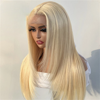 Straight Layered Lace Front Synthetic Wig – T-Part Glueless Design with Natural Pre-Plucked Hairline
