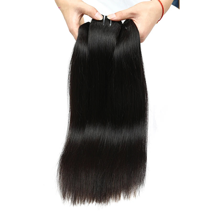 100% Raw Vietnamese Virgin Human Hair Bundles – Straight, 10-28 Inch, Double Drawn, Natural Black