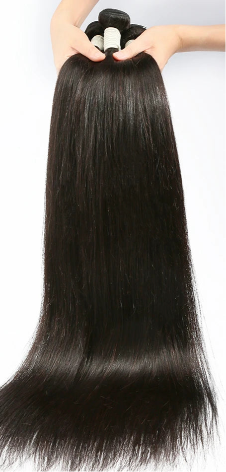 Premium Straight Human Hair Weave - Machine Double Weft, Permed, No Chemical Processing, Suitable for Darker Dyes