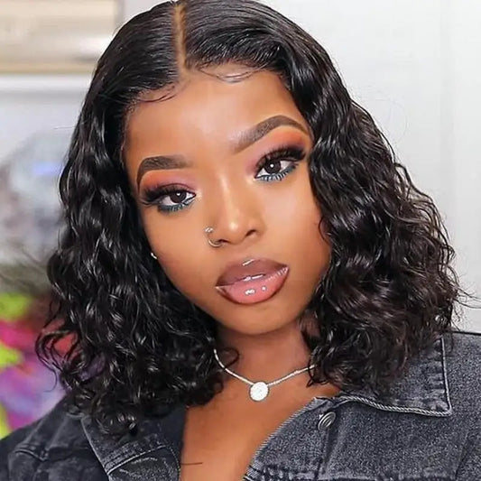 Short Curly Lace Front Wig – 13x4 & 13x6 Transparent Lace, Pre-Plucked Baby Hair