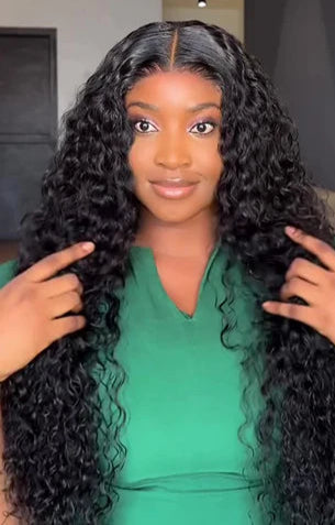 Long Deep Wave Peruvian Lace Front Wig – 26+ Inches, Transparent Lace