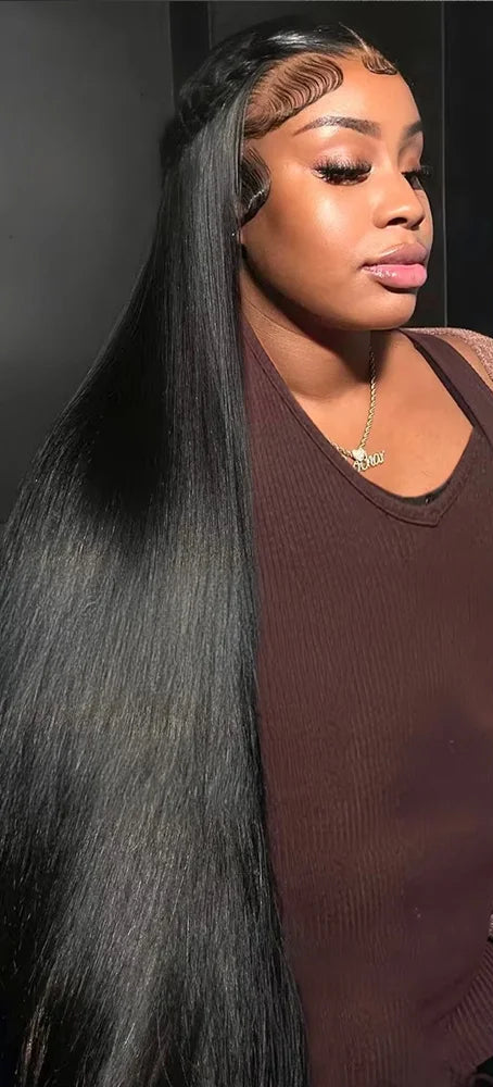 Luxury 26-Inch HD Lace Front Wig – 100% Straight Human Hair with Transparent Swiss Lace