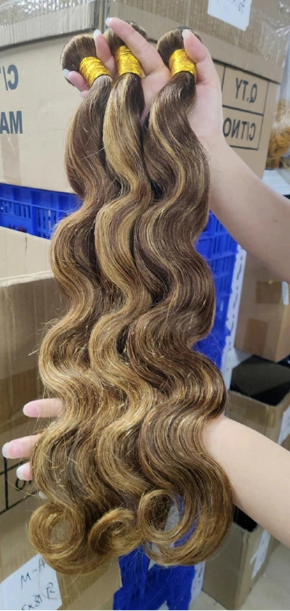 Highlight Colored Human Hair Bundles - 100% Human Hair, Dye-Friendly & Customizable