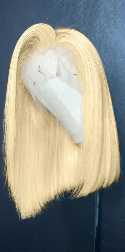 613 Blonde Bob Wig – 13x4 Lace Front, 100% Brazilian Remy Human Hair, Pre-Plucked, 200% Density