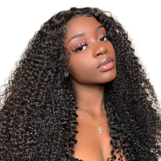 Kinky Curly Synthetic Lace Wig – Light Brown T-Part Glueless Wig with Pre-Plucked Hairline, Affordable & Natural Look