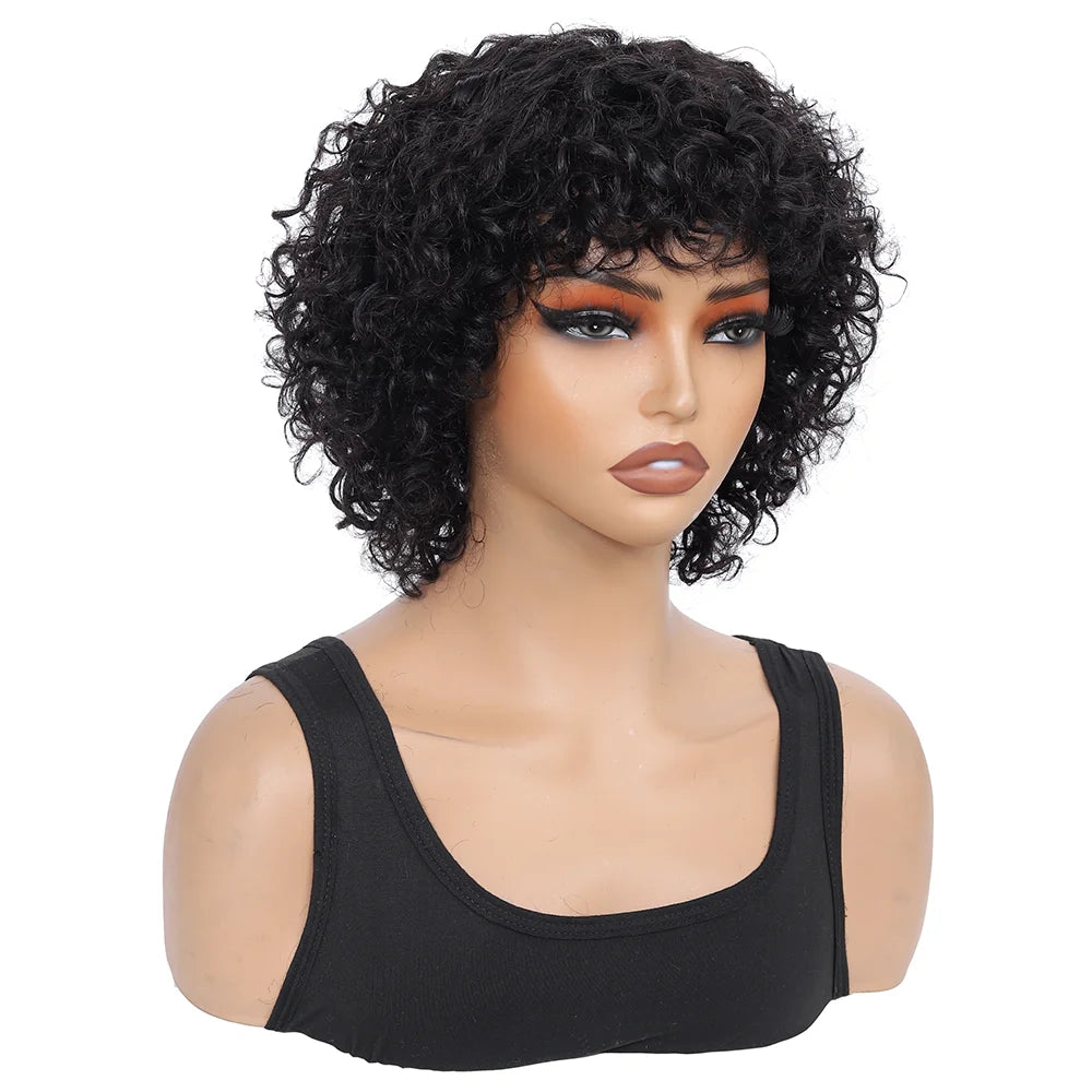 Curly Hair Wig – Short Length, 100% Human Hair, Natural Look & Easy Maintenance (4-16 Inches)