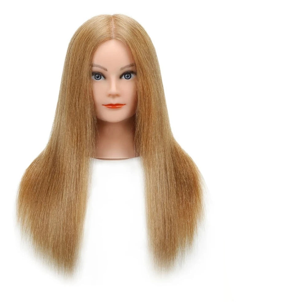 100% Real Hair Mannequin Head - 22-24 Inch, Thick 180% Density for Hairdressing, Braiding, and Styling Practice
