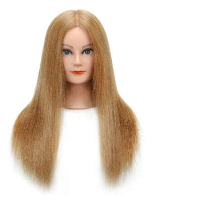 100% Real Hair Mannequin Head - 22-24 Inch, Thick 180% Density for Hairdressing, Braiding, and Styling Practice