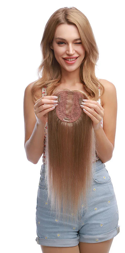 Premium 100% Human Hair Silk Base Topper – Lightweight, Natural Look & Customizable