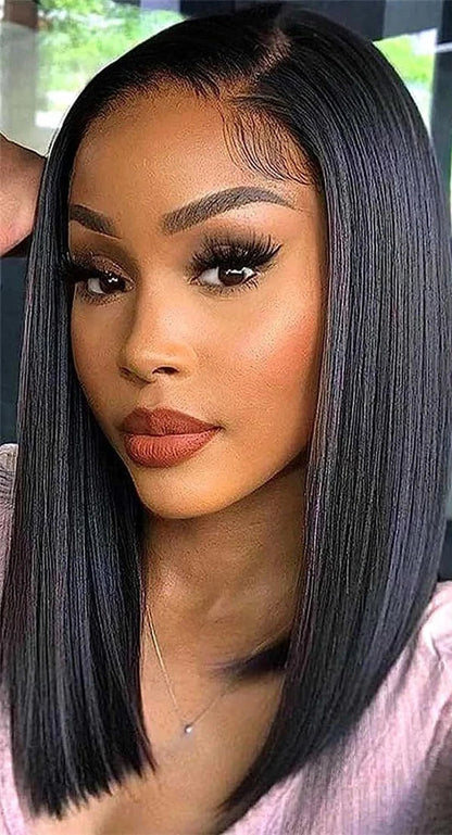 Straight Bob Wig 100% Human Hair – 13x4 Transparent Lace Frontal, 200% Density, Natural Color, Long-Lasting Wear
