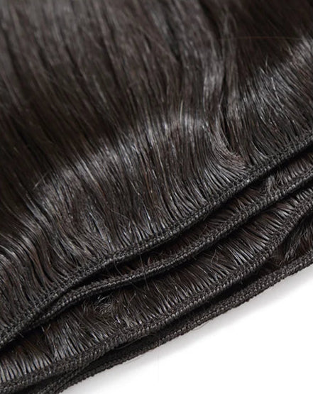 Premium Straight Human Hair Weave - Machine Double Weft, Straightened, Can Be Permed, Autumn-Ready, Suitable for Darker Dyes