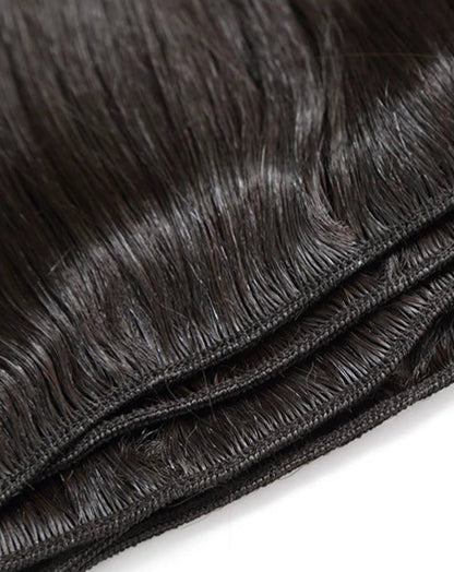 Premium Straight Human Hair Weave - Machine Double Weft, Straightened, Can Be Permed, Autumn-Ready, Suitable for Darker Dyes
