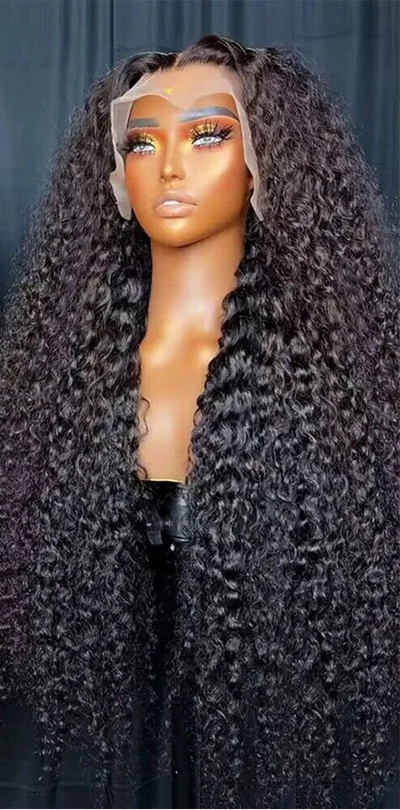 Premium Deep Wave Lace Front Wig – 26+ Inch Brazilian Human Hair, HD Transparent Lace, Pre-Plucked