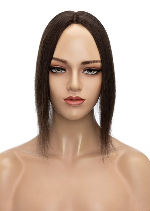 Silk Base Human Hair Toppers for Women – 100% Real Hair, Straight, Natural Volume
