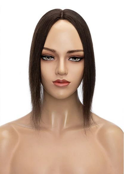 Silk Base Human Hair Toppers for Women – 100% Real Hair, Straight, Natural Volume
