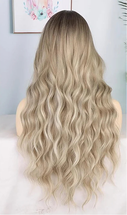 Dirty Blonde Loose Wave Synthetic Wig with Bangs – Heat-Resistant Daily Wear Wig