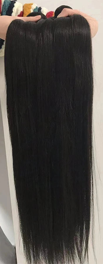 Straight Human Hair Extensions - Natural Black, Chemical-Free & Dye-Friendly
