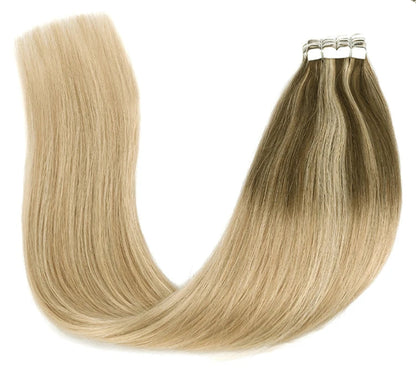 ZURIA Mini Tape-in Hair Extensions – Human Hair, Seamless, Invisible, Hypoallergenic (12-24 Inch)
