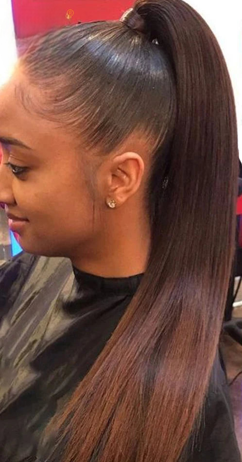 Ombre Straight Clip-In Wrap Around Ponytail – 100% Human Hair, Dye & Heat Safe