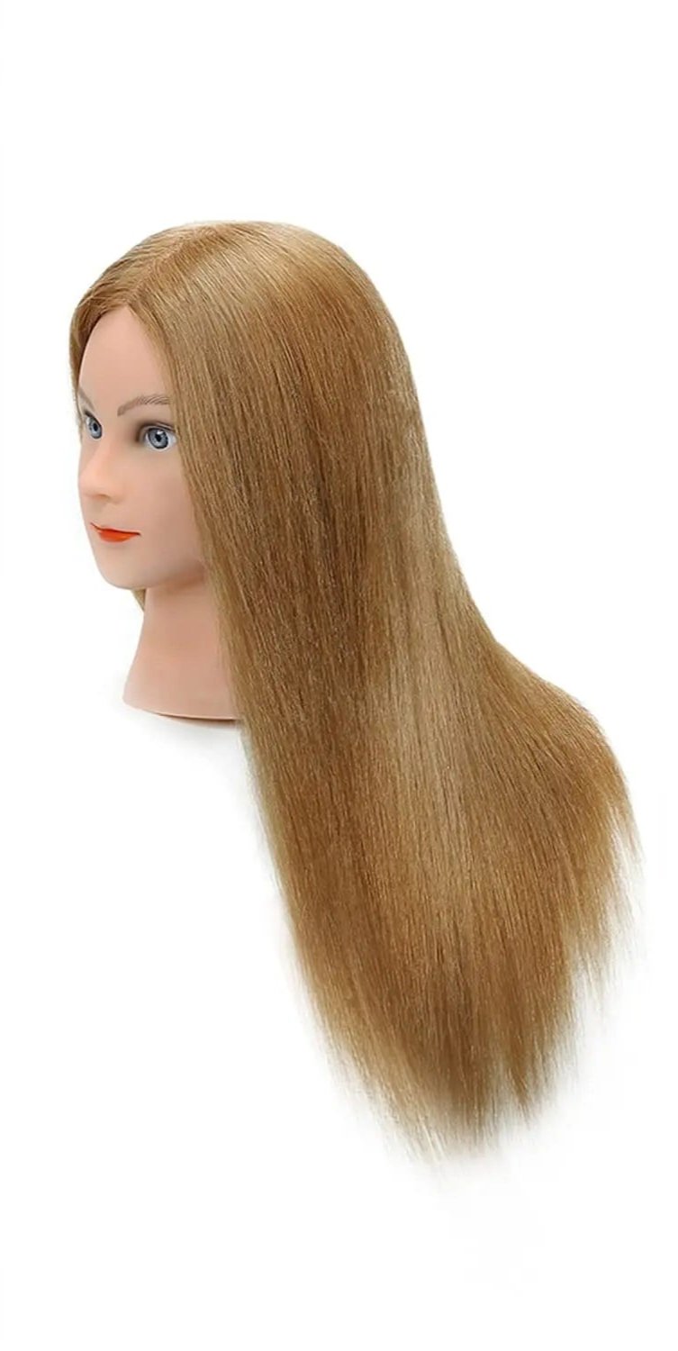 100% Real Hair Mannequin Head - 22-24 Inch, Thick 180% Density for Hairdressing, Braiding, and Styling Practice