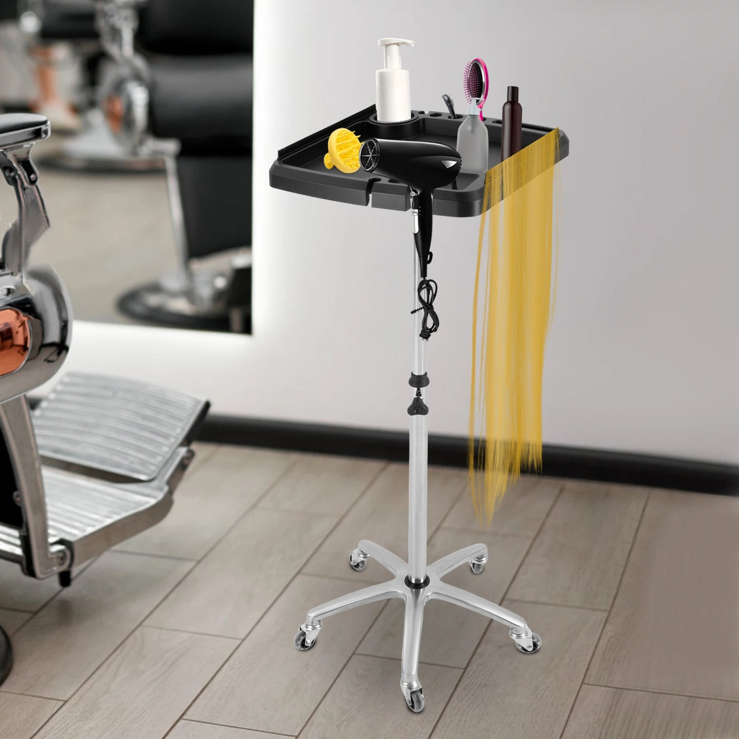 Adjustable Salon Trolley with Universal Wheels | Multi-Purpose Rolling Tray Cart for Professional Use
