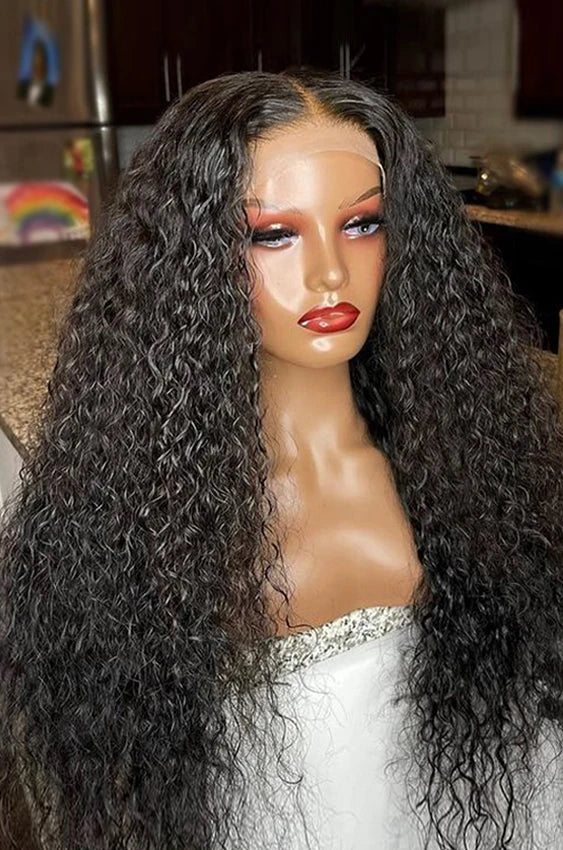 Curly Lace Front Wig - 26+ Inch, Natural Human Hair, Medium Brown Lace, 150%-180% Density, Permable
