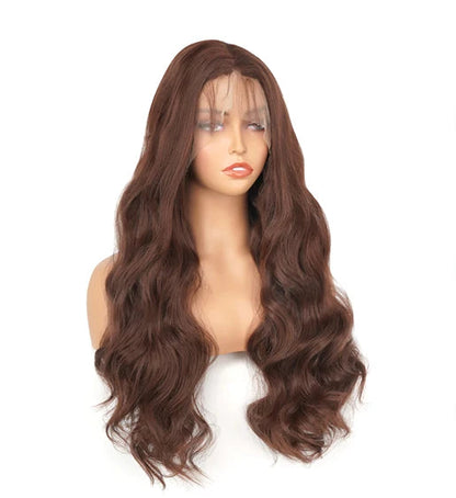 Long Wavy Synthetic Lace Front Wig for Black Women – Heat-Resistant Natural Black Wigs, Swiss Lace, Daily Use