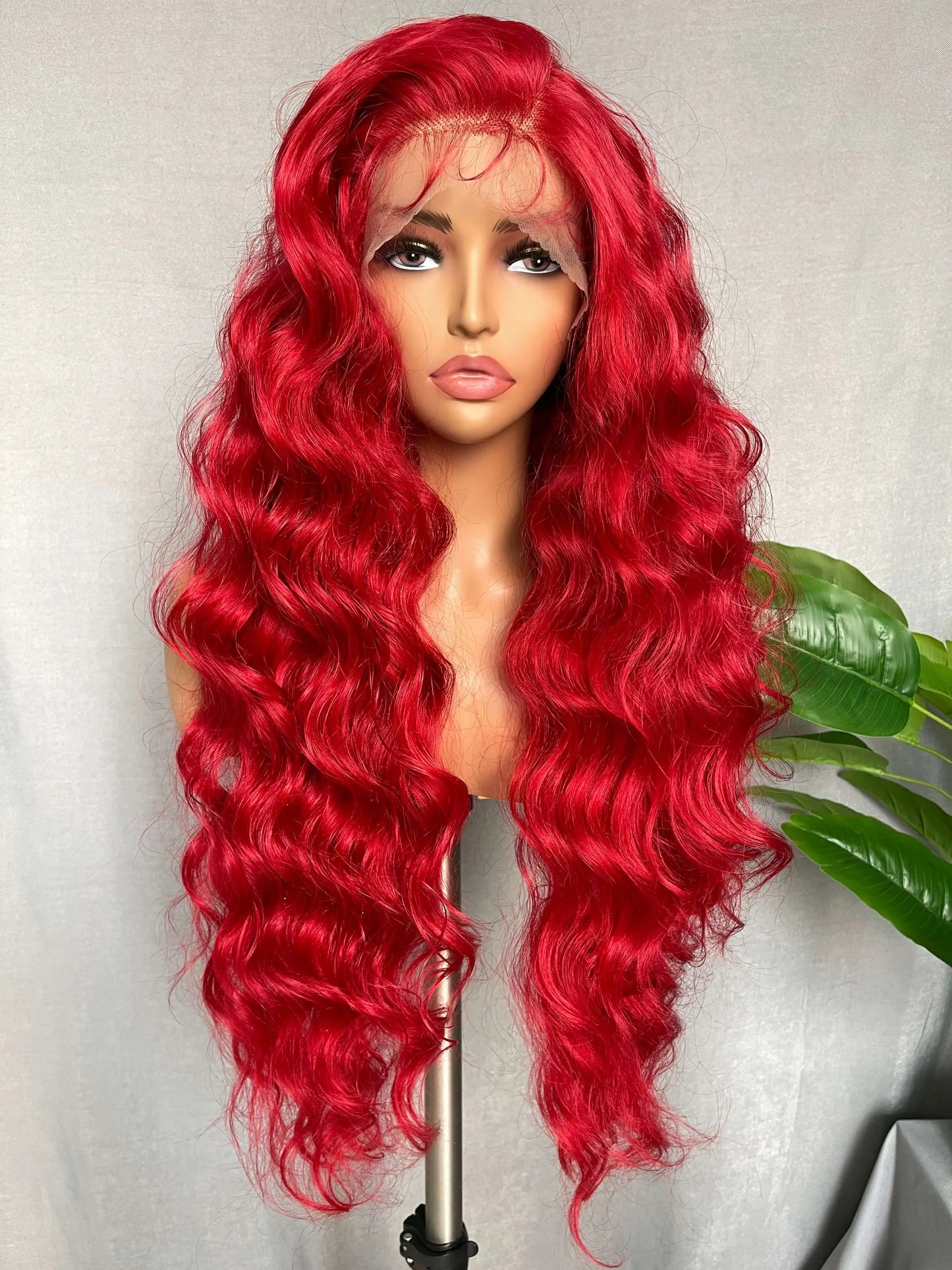 30-32 Inch Wavy Lace Front Wig – High-Temperature Fiber, Natural Style with Middle, Side & Free Parting Options