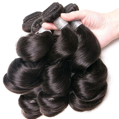 Vallbest Loose Wave Human Hair Bundles – 100% Virgin Hair, 1/3/4 PCS, Tangle-Free & Restyleable
