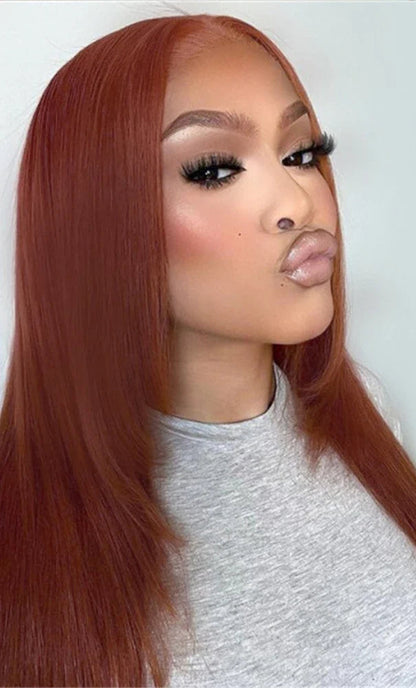 Straight Layered Lace Front Synthetic Wig – T-Part Glueless Design with Natural Pre-Plucked Hairline