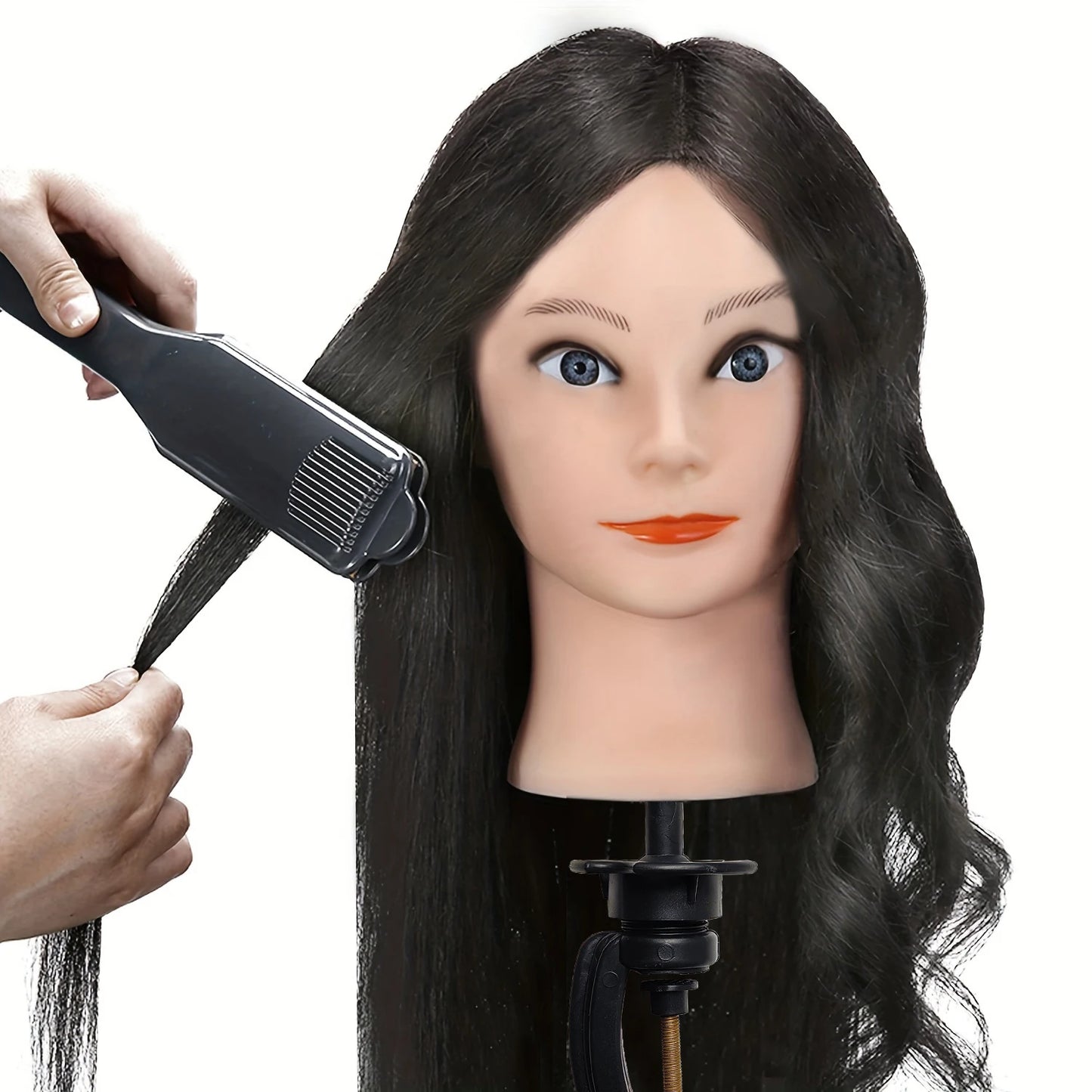 100% Real Hair Model Head for Hairdressing & Styling - 22-24 Inches with Thick 180% Density for Practice and Teaching
