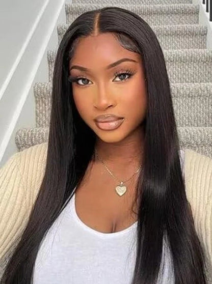 Premium Straight Human Hair Extensions - 10pcs Set, Dyeable & Restylable