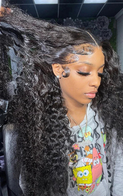 26+ Inch Virgin Deep Wave Lace Wig – 13x4 & 13x6 Transparent Swiss Lace, Permable & Dyeable