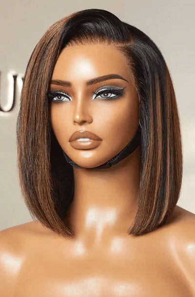 Short Straight Transparent Lace Wig – Brazilian Remy Human Hair for Natural Styling